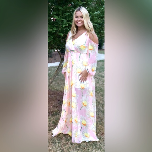 NWOT Judith March Printed Chiffon Maxi Dress - Picture 1 of 4